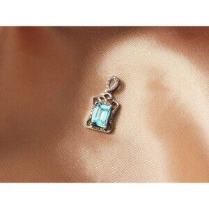 925 Sterling Silver BLUE TOPAZ PENDANT, Cubic Zirconia, Blue Topaz Pendant\